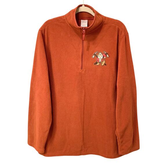 Disney Store Fleece Quarter-Zip Embroidered Grumpy Pullover Size L EUC - Picture 1 of 8